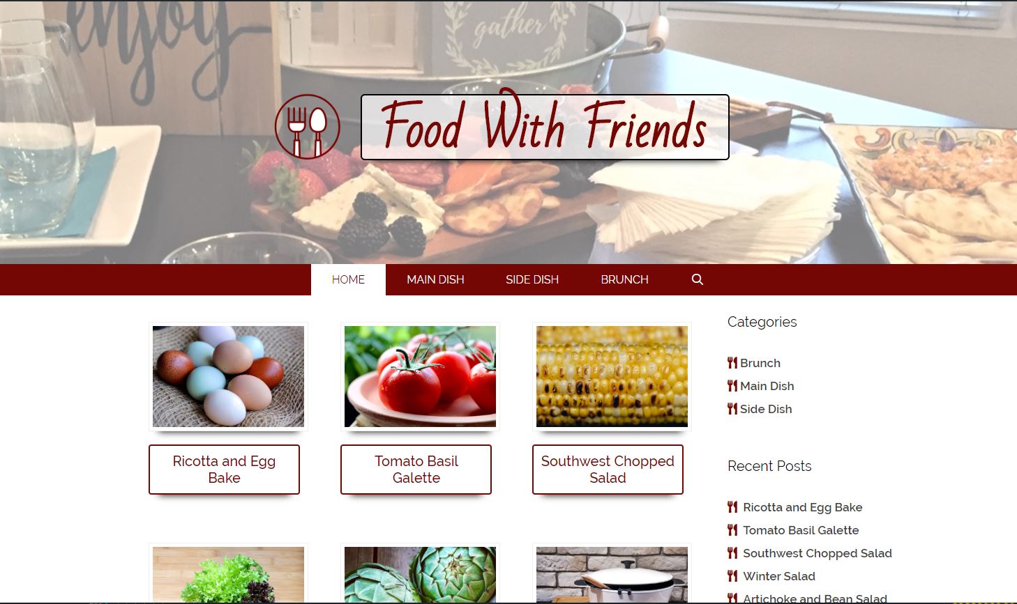 Food With Friends home page screenshot